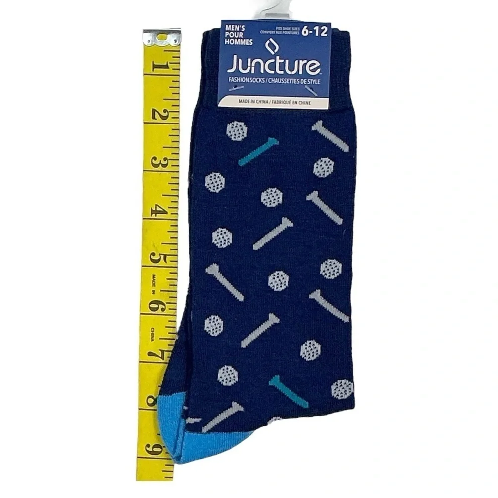 Golf Crew Socks Mens Novelty Funny Print Blue Unisex OS Shoe Size 6-12